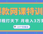 爆款网课特训营，一套课程打天下，网课变现的10个实操法，月收入3万到10万