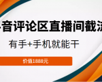 抖音评论区直播间截流，有手+手机就能干，门槛极低，模式可大量复制（价值1888元）