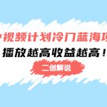 中视频计划冷门蓝海项目【二创解说】陪跑课程：播放越高收益越高