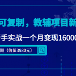 简单可复制，教辅项目新玩法，新手实战一个月变现16000+（第二期）