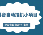 抖音自动挂机小项目，单设备日撸20+，可批量，号越多收益越大