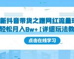 最新抖音带货之蹭网红流量玩法，轻松月入8W+【详细玩法教程】