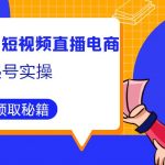 顽主说商业·短视频直播电商0粉起号实操，超800分钟超强实操干活，高效时间、快速落地拿成果