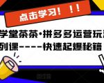 牛气学堂茶茶•拼多多运营玩法系列课—-快速起爆秘籍