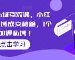 小红书私域引流课，小红书引流私域成交秘籍，1个月加爆私域！