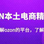 老迟·OZON本土电商精品课，系统的讲解OZON的平台，学完可独自运营OZON的店铺