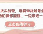 母婴带货实战营，母婴带货起号全流程，可落地的操作流程，一边带娃一边赚钱（附素材）