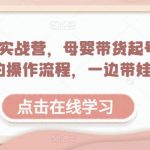 母婴带货实战营，母婴带货起号全流程，可落地的操作流程，一边带娃一边赚钱（附素材）