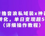 抖音撸音浪私域装X神器二次转化，单日变现超500（详细操作教程）【揭秘】