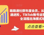 路路通社群年度会员，从0基础到精通进阶，TIKTOK账号运营到变现的全流程出海模式培训