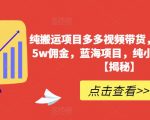 纯搬运项目多多视频带货，一个月搞了5W佣金，蓝海项目，纯小白也能操作【揭秘】