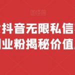 全网首发 抖音无限私信不屏蔽 引流创业粉揭秘 价值几千