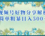 视频号好物分享解析，简单粗暴可以批量方大的项目【揭秘】