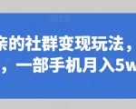 同城相亲的社群变现玩法，风口项目，一部手机月入5W+【揭秘】