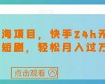 最新蓝海项目，快手24H无人直播短剧，轻松月入过万【揭秘】