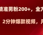 日引流精准男粉200+，全方位美女新玩法，2分钟爆款视频，月入2W+【揭秘】