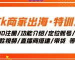 TK商家出海·特训营：ID注册/功能介绍/定位账号/爆款视频/直播间搭建/带货