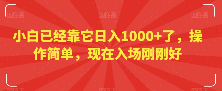 小白已经靠它日入1000+了，操作简单，现在入场刚刚好【揭秘】