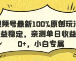 视频号最新100%原创玩法，收益稳定，亲测单日收益1000+，小白专属【揭秘】