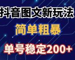 抖音图文流量变现，抖音图文新玩法，日入200+【揭秘】