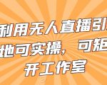 不卖货利用无人直播引流视频教程，地可实操，可矩阵，可开工作室【揭秘】