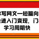 41天教你写网文—短篇向变现实操课，快速入门变现，门槛低，学习周期快