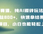 冷门赛道，纯AI搬砖玩法，单日收益800+，快速拿结果，长期项目，小白也能轻松上手【揭秘】