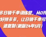 拼多多日销千单训练营，从0开始带你做好拼多多，让日销千单可以快速复制(更新24年5月)