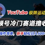 视频号冷门赛道撸收益，YOUTUBE搬运极限运动集锦，暴力起号，操作简单流量高，轻松日入5张【揭秘】