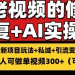 修复老视频的玩法，搬砖+引流的变现(可持久)，单条收益300+【揭秘】