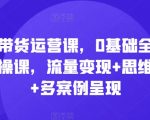 直播带货运营课，0基础全套运营实操课，流量变现+思维模型+多案例呈现