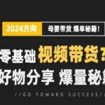 短视频母婴赛道实操流量训练营，零基础视频带货，好物分享，爆量秘籍