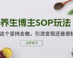 养生博主SOP玩法，按照这个坚持去做，引流变现还是很轻松的