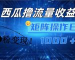 西瓜视频撸流量，简单上手，0粉变现矩阵操作，日入1000+【揭秘】