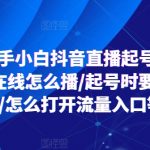 2024新手小白抖音直播起号实操，个位数在线怎么播/起号时要不要付费/怎么打开流量入口等