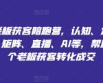 实体老板获客陪跑营，认知、定位、文案、矩阵、直播、AI等，帮助上万个老板获客转化成交