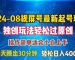 08月视频号最新起号玩法，独特方法过原创日入三位数轻轻松松【揭秘】