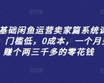 零基础闲鱼运营卖家篇系统课程，门槛低，0成本，一个月多赚个两三千多的零花钱