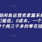 零基础闲鱼运营卖家篇系统课程，门槛低，0成本，一个月多赚个两三千多的零花钱