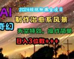 2024短视频掘金项目，AI制作治愈系风景，奇幻天空特效，操作简单，日入3位数【揭秘】