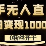 0粉丝开干，快手无人直播，单日变现1k+【揭秘】