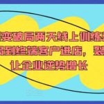 2024裂变破局两天线上训练营，从品牌布局到终端客户进店，裂变流量让企业逆势增长