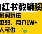 小红书教辅资料高利润玩法，一单99.月入1W+，人人可做【揭秘】