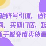 小红书矩阵号引流，适用于电商、微商、实体门店，30天从0基础新手蜕变成卖货高手