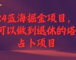 2024蓝海掘金项目，一个可以做到退休的塔罗占卜项目