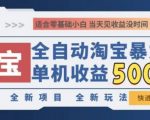 2024淘宝全自动暴力掘金，创业首选，全新玩法，真正的睡后收益