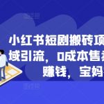 小红书短剧搬砖项目+打造私域引流，0成本售卖边看剧边赚钱，宝妈福音【揭秘】