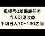 视频号0粉保底任务，当天可见收益，日入70~130