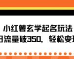 小红薯玄学起名玩法，单日流量破350+，轻松变现