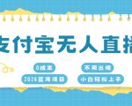 支付宝无人直播，0成本，2024蓝海项目，不用出境，小白轻松上手